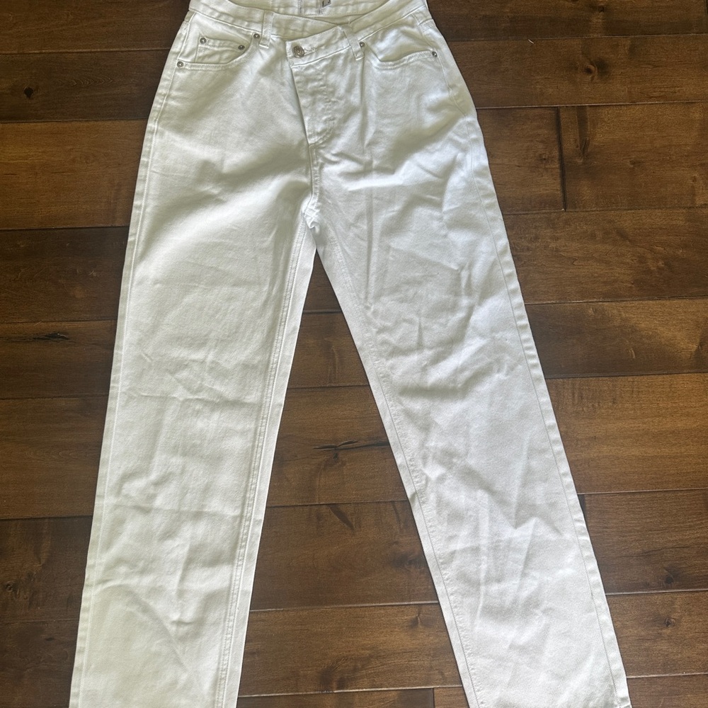 Princess Polly Cream High-Waisted Pants